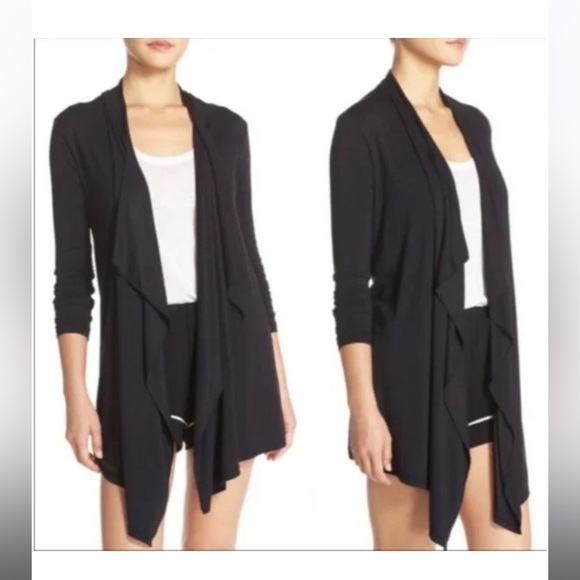 Barefoot Dreams Sweaters - Barefoot Dreams Luxe Milk Jersey Open Front Black Cardigan. SZ Small